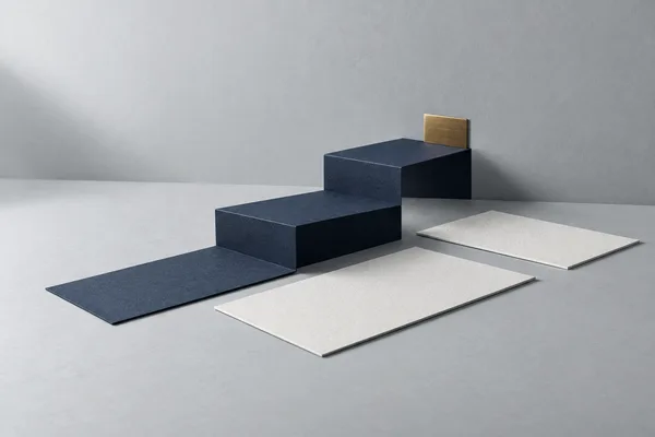 Abstract navy paper steps representing a practical learning plan